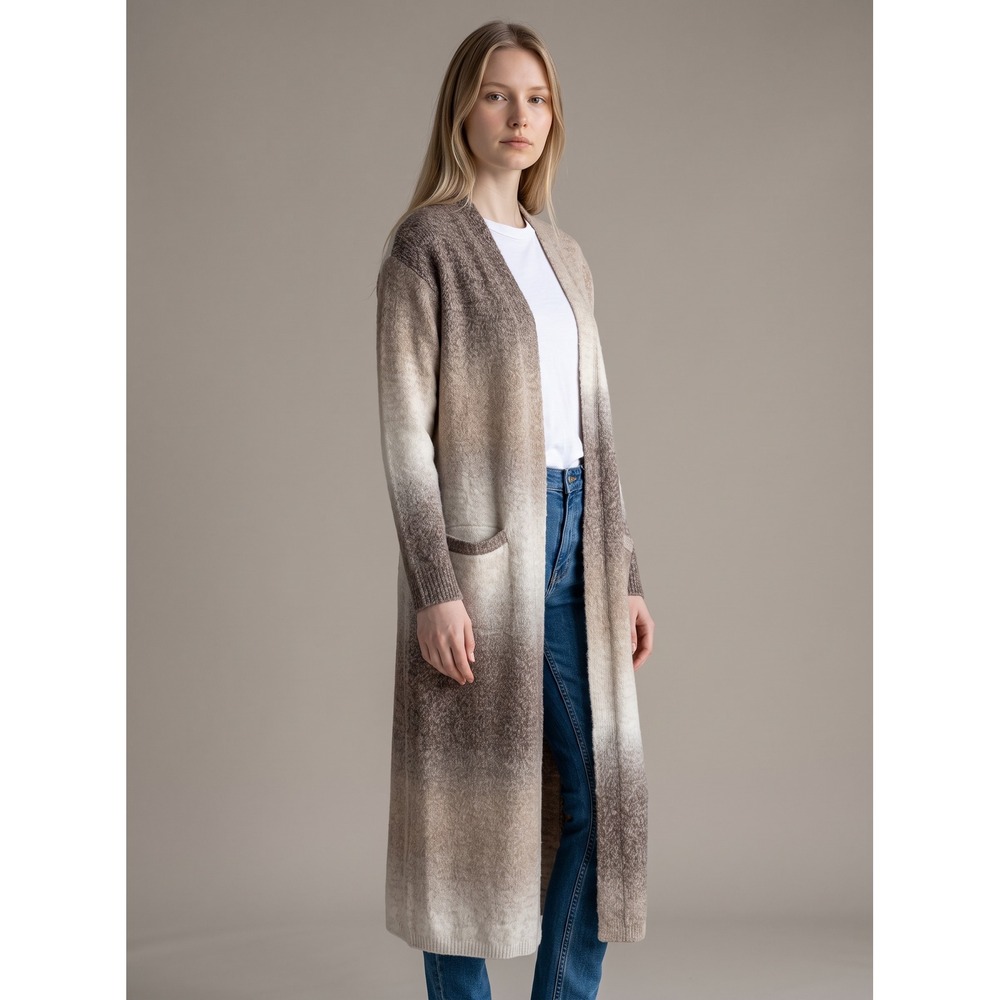 Liverpool Los Angeles Ombre Longline Duster Cardigan Brown Tan Small